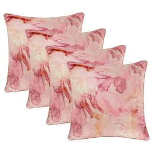 4 Pack Marble Matte Velvet Cushion Covers, Blush - 45 x 45cm