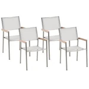 Set of 4 Garden Chairs GROSSETO Stainless Steel White