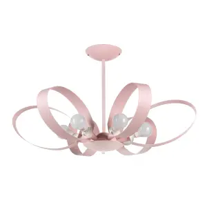 Luminosa Serena Designer 6 Light Pendant Ceiling Light, Pink