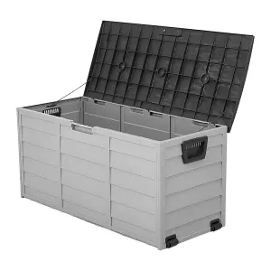 290L Waterproof Lockable Outdoor Garden Storage Box with Wheels, Dark Grey and Light Grey