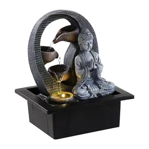 Tabletop Buddha Water Fountain Decor with Lights