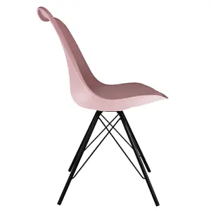 Soho Blush Pink Plastic Dining Chair with Black Metal Legs