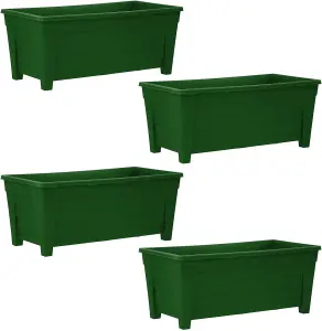 simpa Grosvenor 55cm Green Plastic Trough Garden Planter Set of 4 Pots