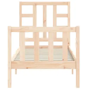 Berkfield Bed Frame with Headboard Small Single Solid Wood