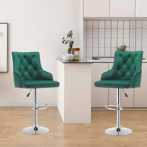 Montevallo Height Adjustable Swivel Bar Stool (Set of 2) Green