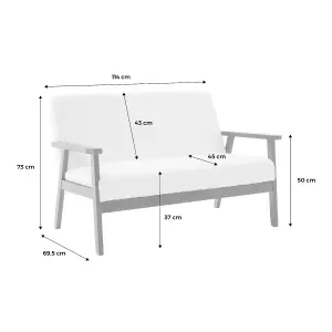 sweeek. 2-seater scandi-style sofa in boucle light walnut stained legs Isak boucle Off-White Boucle 114x69.5x73 cm