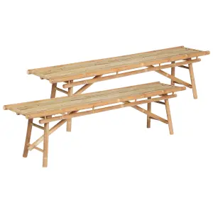 Set of 2 Garden Benches TINDARI Bamboo Wood Light Wood