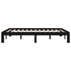 Berkfield Bed Frame Black Solid Wood 135x190 cm Double