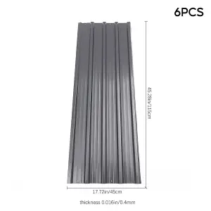 Grey Set of 6 Steel Corrugated Panels for Roofing, Carports, Tool Sheds, Wall Cladding