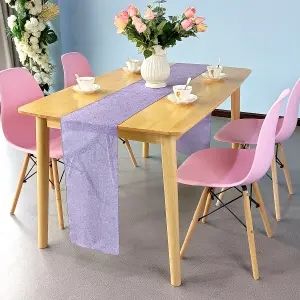 Neel Blue 29cm x 275cm Plain Hessian Table Runner, Lilac