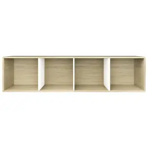 Berkfield Book Cabinet/TV Cabinet White and Sonoma Oak 36x30x114 cm Engineered Wood