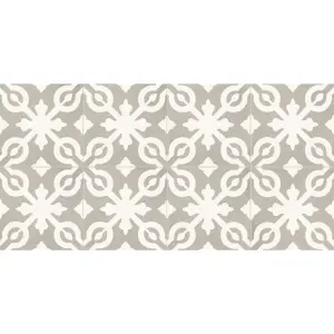 GoodHome Italo Grey & white Flower mosaic Stone tile effect Textured Click vinyl tile, 2.4m²