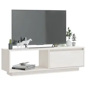 Berkfield TV Cabinet White 110x30x33.5 cm Solid Pinewood