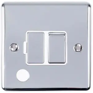 2 PACK 13A DP Switched Fuse Spur & Flex Outlet CHROME & White Isolation