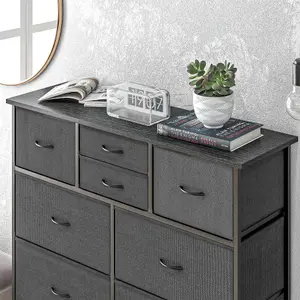 HOMCOM Bedroom Chest of Drawers Fabric Dresser w/ Foldable Drawers Black