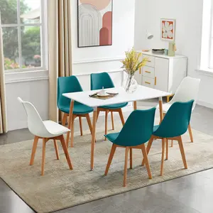 Nero Upholstered Dining Chair (Set of 6) Lake Blue/White