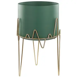 Elevated Plant Pot KALANDRA Metal Dark Green