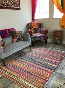 RAINBOW Rug Outdoor and Indoor Multicolour Flat Weave Style