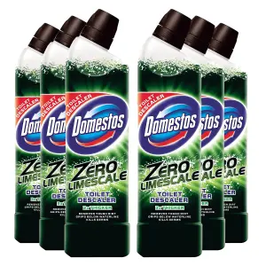 Domestos Zero Limescale Toilet Descaler Removes 100% Limescal 750 ml, 6 Pack