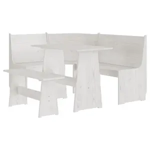 Berkfield 3 Piece Dining Set White Solid Wood Pine