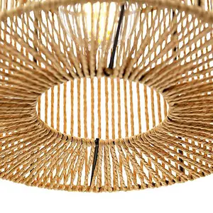 Traditional Vintage Thin Woven Rope Brown Non-Electrical Pendant Light Shade