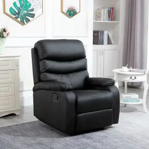 HOMCOM Manual Recliner Chair Armchair for Living Room with Footrest Black