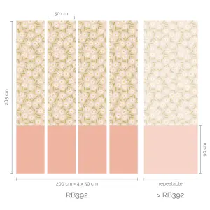 Roomblush Colourblock Spring Flowers  Eco 4 Lane Repeatable Wallpaper Mural 200 x 285cm, Pink