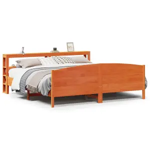 Berkfield Bed Frame without Mattress Wax Brown 180x200 cm Super King Solid Wood Pine