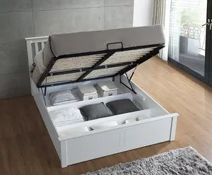 Rest Relax Manhattan White Wooden Ottoman Bed