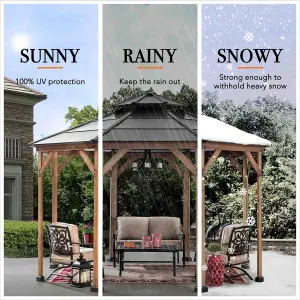 Sunjoy FSC Cedar Wood Gazebo EGGI - 395cm x 395cm, Anthracite