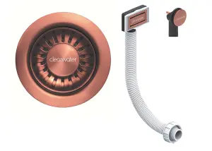 Clearwater Deco 90mm Kitchen Sink Basket Strainer & Overflow Waste Regency Copper  PVD - W90ORC