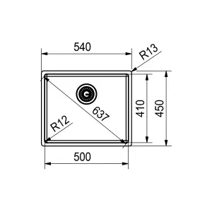 Franke Bari Stainless steel 1 Bowl Kitchen sink 540mm x 450mm