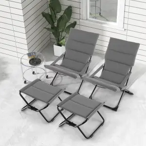 Costway Patio Folding Sling Chair Outdoor Portable Lounge Chair with Footrest