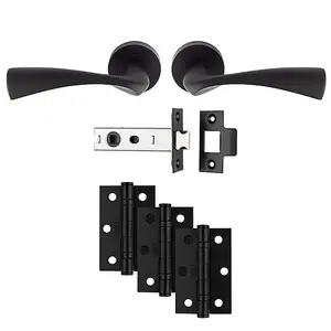 Carlisle Brass Sintra Lever on Rose Latch Door Pack - Matt Black