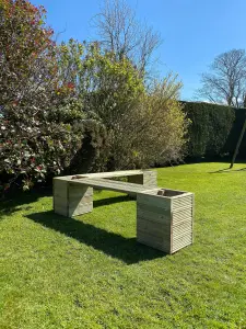 Square Decking Planters & Bench Ruby Wooden Corner Garden Seat Combination