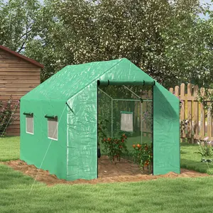 Outsunny Tunnel Greenhouse W/ UV-resistant PE Cover, Wide Door, 2 x 3(m), Green