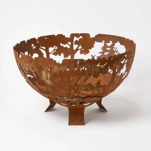 Homescapes Decorative Fire Bowl with Laser Cut Woodland Scene