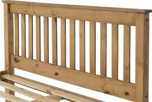 Monaco King Size Solid Distressed Waxed Pine High Foot End Bed Frame