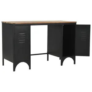 Berkfield Double Pedestal Desk Solid Firwood and Steel 120x50x76 cm