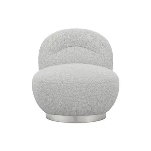 Langham Swivel Chair - Boucle Fabric - L86 x W76 x H78 cm - Cloud Grey - Fully Assembled