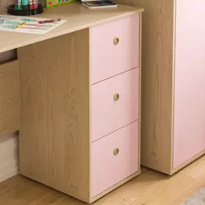 Junior Vida Neptune Pink & Oak 3 Drawer Desk Children Kids Furniture