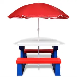 Berkfield Kids' Picnic Table with Benches and Parasol Multicolour