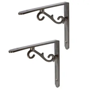 Hammer & Tongs Scroll Iron Shelf Bracket - D155mm - Raw - Pack of 2