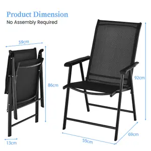 Costway Set of 2 Folding Chairs Outdoor Dining Garden Chairs Armchair with Armrests