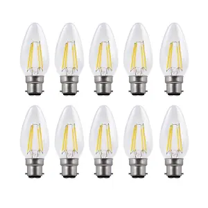 Harper Living 4.5 Watts B22 BC Bayonet LED Light Bulb Clear Candle Warm White Dimmable, Pack of 10