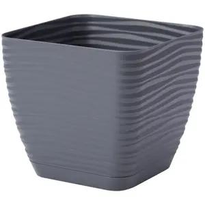 Plant Pot Flowerpot Square Plastic Modern Decorative Small Medium Large Anthracite 23cm