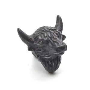 Oakcrafts - Small Antique Cast Iron Highland Cow Cabinet Knob - Approx 50mm - Pack of 2