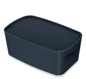 Leitz MyBox Cosy Storage Box with Organiser Tray Small in Velvet Gey