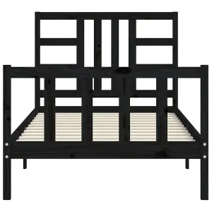 Berkfield Bed Frame with Headboard Black 100x200 cm Solid Wood