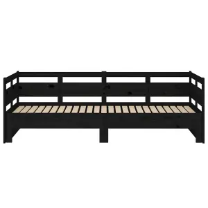 Berkfield Pull-out Day Bed Black Solid Wood Pine 2x(90x190) cm